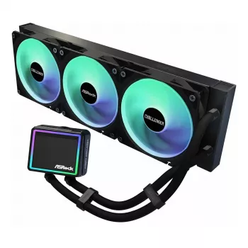 ASRock Challenger 360 Digital ARGB Black — 360 mm skysčio aušintuvas CPU, ARGB apšvietimas, radiatoriniai ventiliatoriai