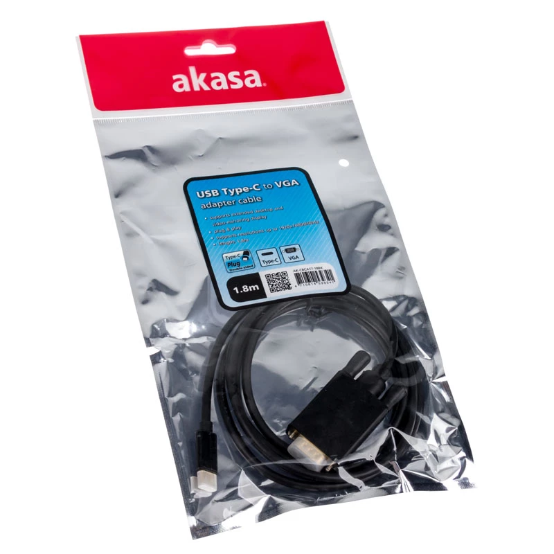 Kabelis keitiklis USB Type-C į VGA Akasa AK-CBCA17-18BK