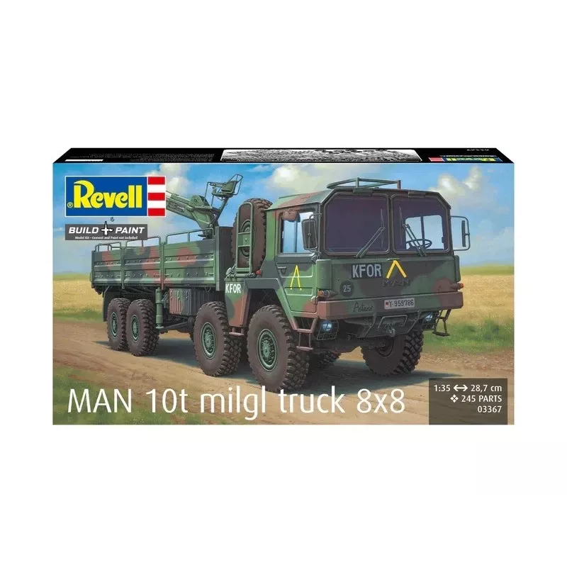 Plastikinis modelio rinkinys REVELL Man 10T Milgl 8x8 sunkvežimis 1/35 mastelis