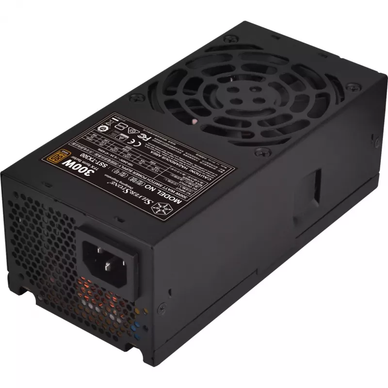 SilverStone TFX Series SST-TX300 - Maitinimo blokas (vidinis) - TFX12V / ATX12V 2,4 - 80 PLUS Bronze - AC 100-240 V - 300 W - aktyvus PFC - Juodas (SST-TX300)