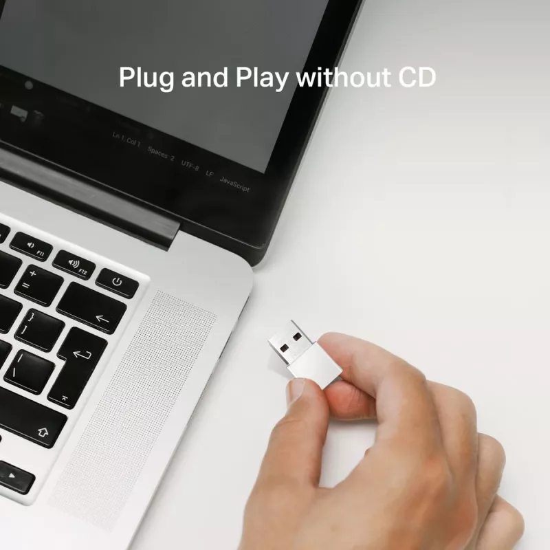 Belaidis USB tinklo adapteris MERCUSYS MA30N – dviejų juostų Wi-Fi (2,4/5 GHz), 400/867 Mbps, USB 2.0, vidinė antena, baltas
