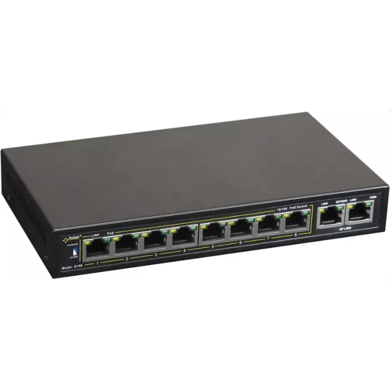 Tinklo jungiklis PULSAR S108 Fast Ethernet su Power over Ethernet