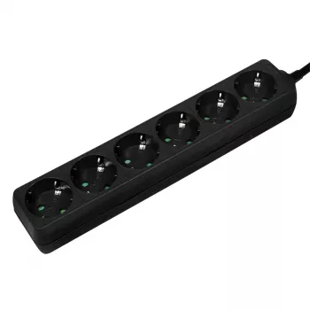 Prailginimo laidas LogiLink LPS238B 1,5 m, 6 lizdų, juodas