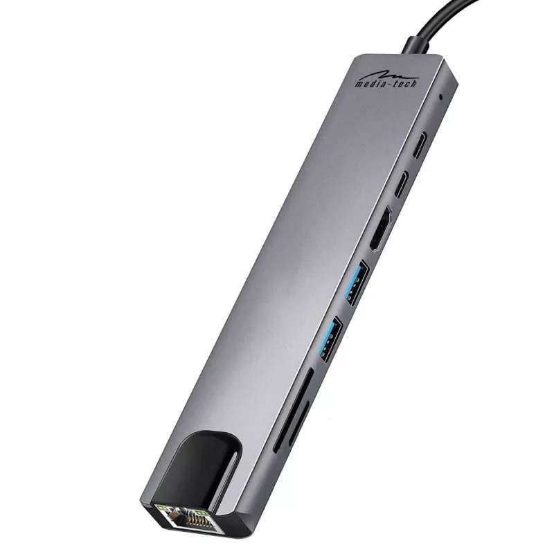 MEDIA-TECH USB 8 IN 1 GIGA LAN HUB MT5046