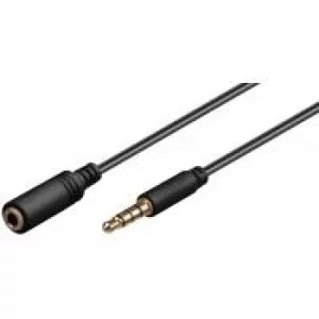 Wentronic Goobay 3,5 mm garso ilginimo laidas, juodas, 0,5 m – 3,5 mm kištukas (4 kontaktai, stereo) > 3,5 mm lizdas (4 kontaktai, stereo) (62476)