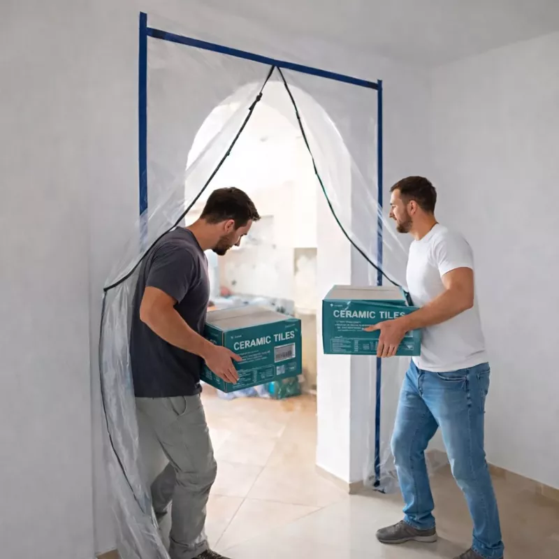 Dulkių barjeras durims remontui XXL, dulkių užuolaida 230x135 tiesi