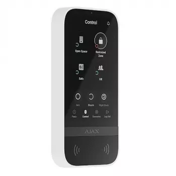 Klaviatūra Ajax KeyPad TouchScreen RF balta, maitinama baterijomis