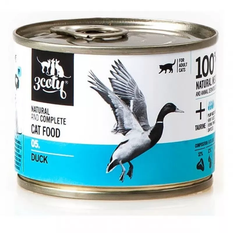 3Coty Duck šlapias kačių maistas suaugusioms katėms, 180 g
