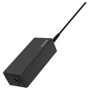 Vidinis kintamosios srovės įkroviklis SAVIO ZA-01, 65 W USB‑C PD 3.0, 100–240 V įėjimas, vienas prievadas, juodas