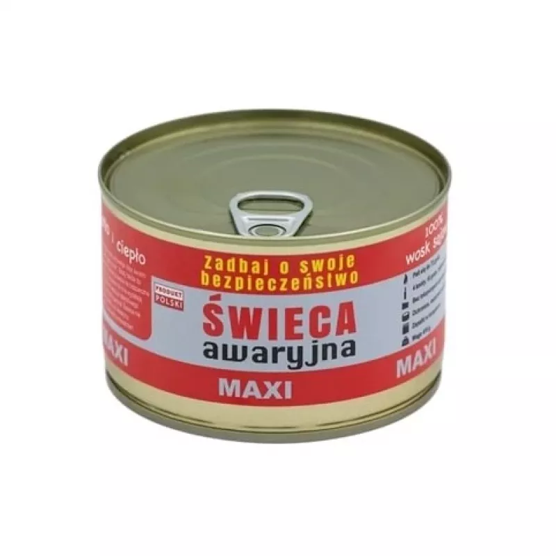 Išgyvenimo žvakė FULER HASKE Pro MAXI 410 g – natūralus sojų vaškas, 72 h degimo trukmė, 99 mm × 65 mm, plieninė skardinė