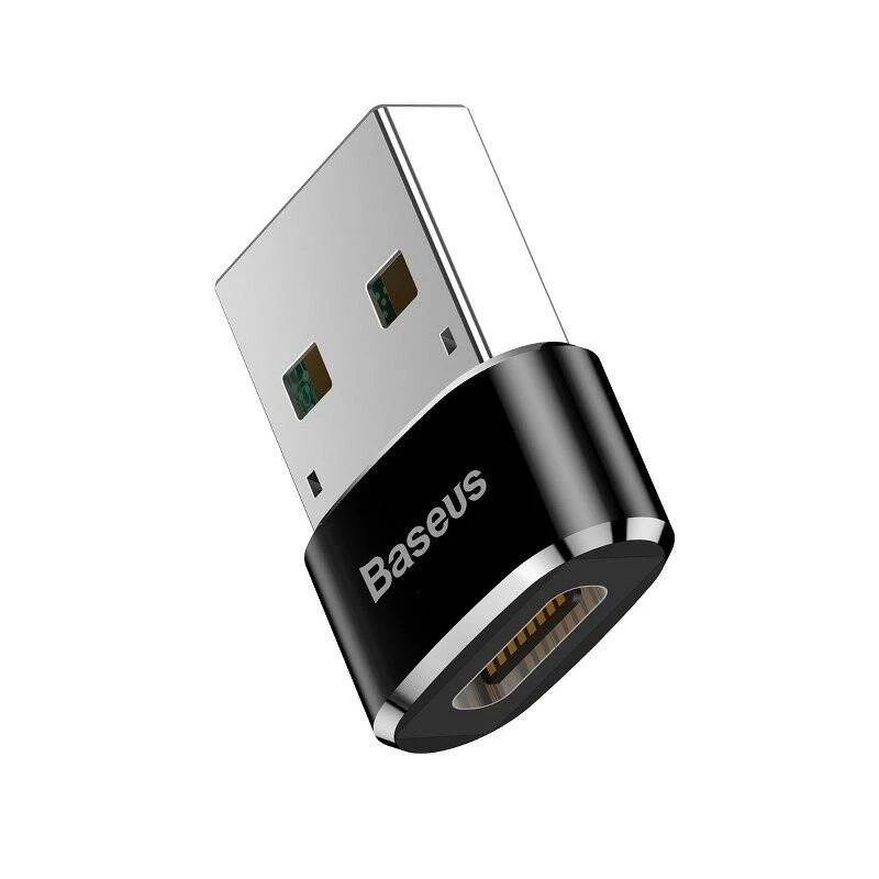 Adapteris Baseus USB (vyriškas) į Type-C (moterišką), juodas