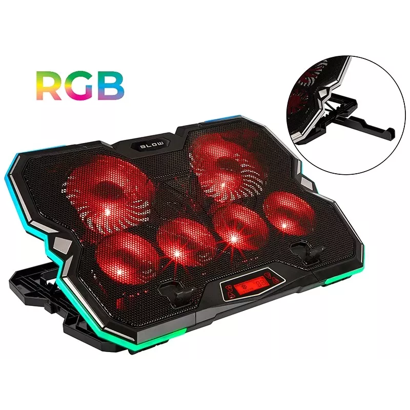6 ventiliatorių VORTEX RGB nešiojamojo kompiuterio aušinimo padėklas