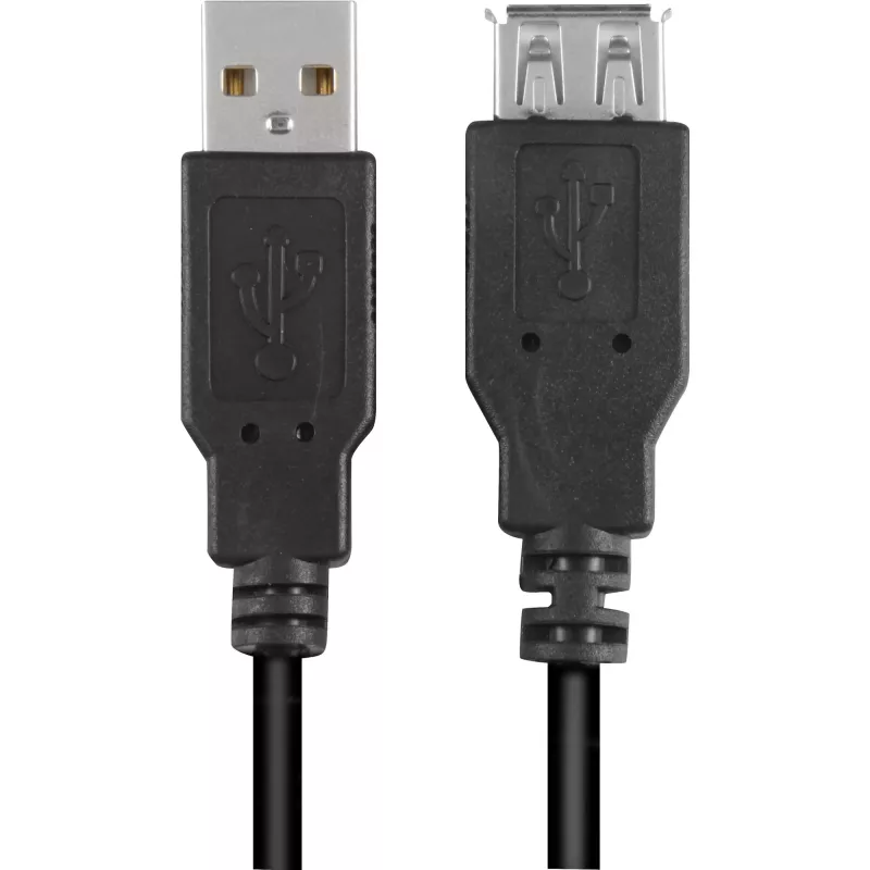 USB 2.0 ilginimo laidas, USB-A kištukas > USB-A lizdas (juodas, 3,0 metro, dvigubai ekranuotas)