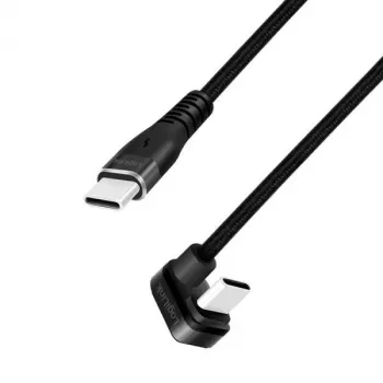 LOGILINK CU0190 Laidas USB 2.0 Type-C vyriškas kampuotas į USB-C vyrišką aliuminis juodas 1m