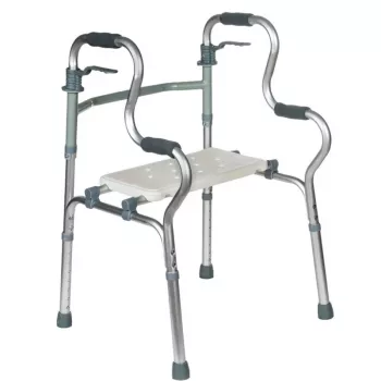Reabilitacinis vaikštynė REHA FUND RF-133 3in1, aliuminio/plieno rėmas, reguliuojamas aukštis 81–99 cm, 2 ratai, sėdynė, maks. apkrova 100 kg