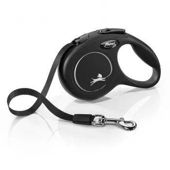 Flexi New Classic Cat XS 3 m – atsitraukiamas pavadėlis su virvele mažiems augintiniams, juodas, maks. apkrova 8 kg
