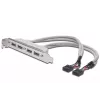 Laikiklio juostelė USB 2.0 HighSpeed 2xIDC (5pin)/4xUSB A M/F Pilka 0.25m