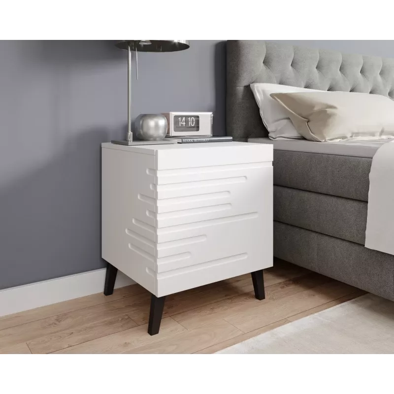 Nakties staliukas cama meble NOVA su 1 stalčiumi 44×40×52 cm, baltas matinis