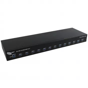 USB šakotuvas ALLNET ALL-RM-19-USB3-HUB-13-A — 13 prievadų USB 3.0 šakotuvas montavimui į stelažą, 48,30 cm