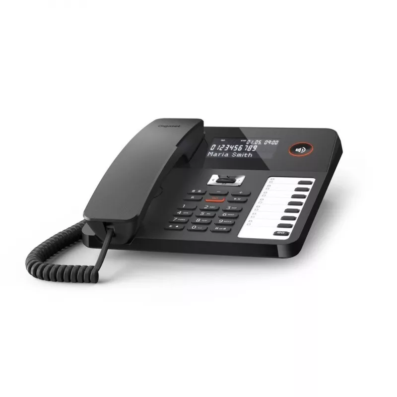 DECT laidinis telefonas Gigaset DESK 800A su laidiniu rageliu, 200 kontaktų telefono knyga, juodas