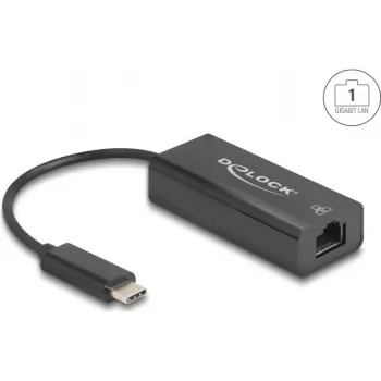 Tinklo adapteris DELOCK 64306 USB Type-C į Ethernet 100 Mbit/s, laidinis, juodas