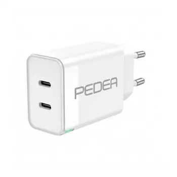 PEDEA Dual PD 40W USB Type-C/C baltas greitasis įkroviklis
