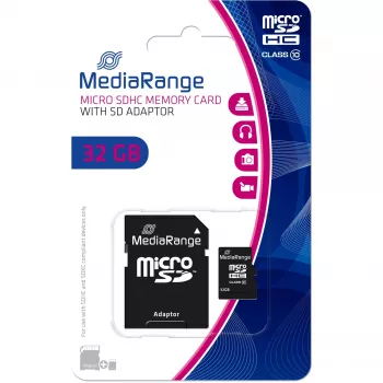 MEDIARANGE MR959 atminties kortelė Micro SDHC 32GB, klasė 10, su adapteriu