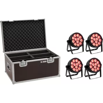 LED prožektorius EUROLITE 4C-12 Silent Slim 4x su transportavimo dėklu