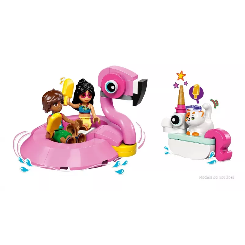 Konstruktorius LEGO Friends 42658 Baseinas su vienaragiu ir flamingo, personažai ir aksesuarai