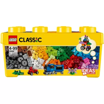 LEGO 10696 Classic Medium Kūrybinė Plytų Dėžutė – 484 Spalvingos Plytos, Langas, Ratai, Idėjų Pradžiai