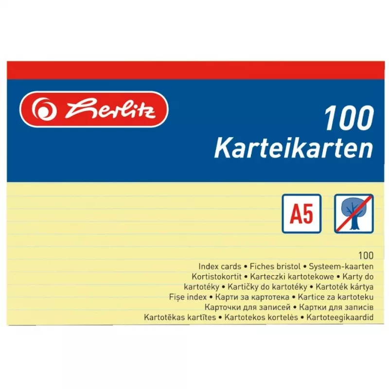 Indekso kortelė Herlitz 1150515 Geltona 1 vnt