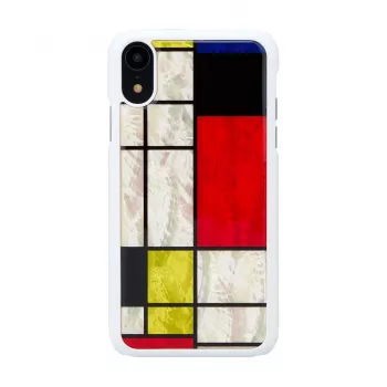 Dėklas išmaniajam telefonui iKins iPhone XR Mondrian White — apsauginis kietas nugarėlės dangtelis