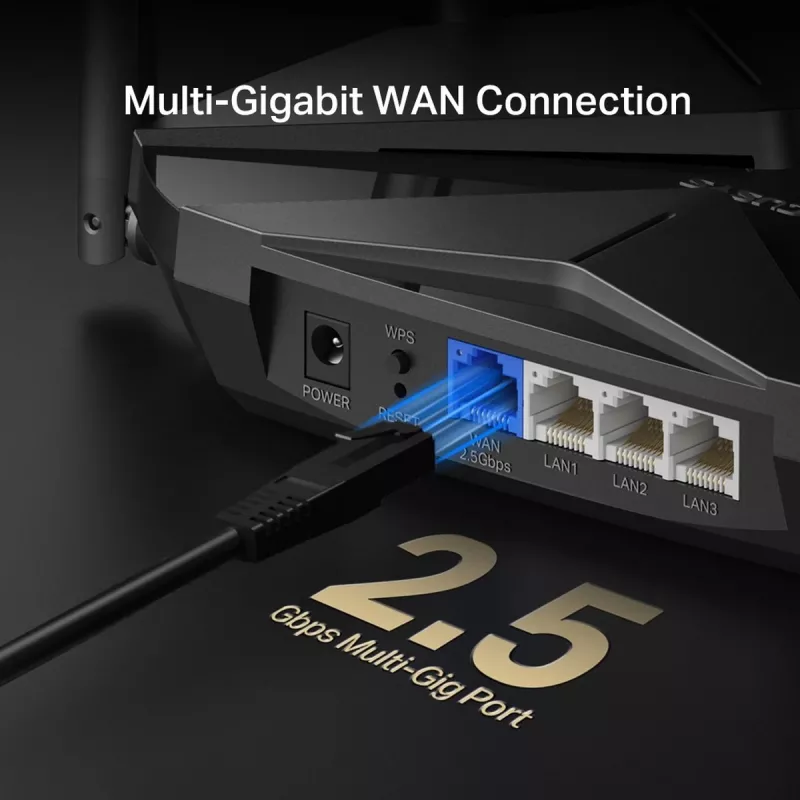 Stalinis maršrutizatorius MERCUSYS MR85X AX3000 Dual-band Wi‑Fi 6, 3000 Mbps, 4 antenos, 3 Gigabit LAN prievadai, juodas