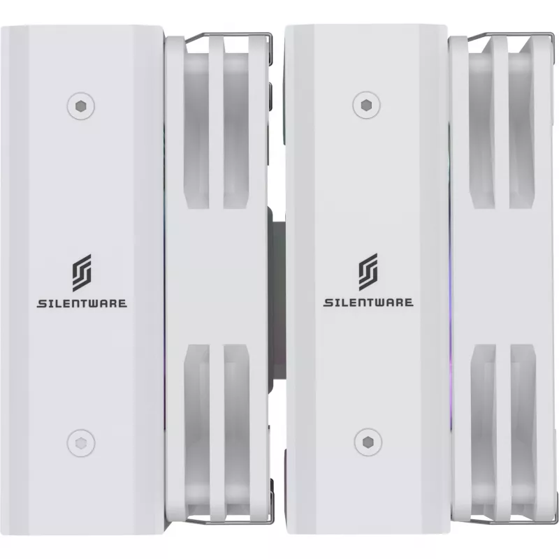 CPU aušintuvas Silentware Titan RGB White, dvibokštis oro aušintuvas, 265W TDP, 2×120mm PWM ARGB ventiliatoriai