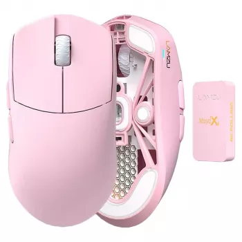 Belaidė pelė Lamzu MAYA X 8K šviesiai rožinė USB