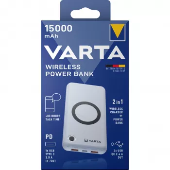 Nešiojamas Power Bank Varta Wireless Power Bank 15000 mAh