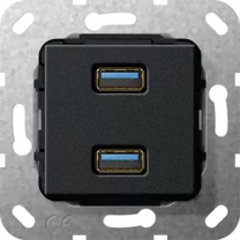 GIRA Įdėklas USB 568410 3.0A 2-jų angų Kup juodas matinis (568410)