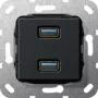 GIRA Įdėklas USB 568410 3.0A 2-jų angų Kup juodas matinis (568410)