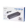 USB 3.2 Gen1 7 prievadų USB mazgas su atskirais jungikliais, juodas