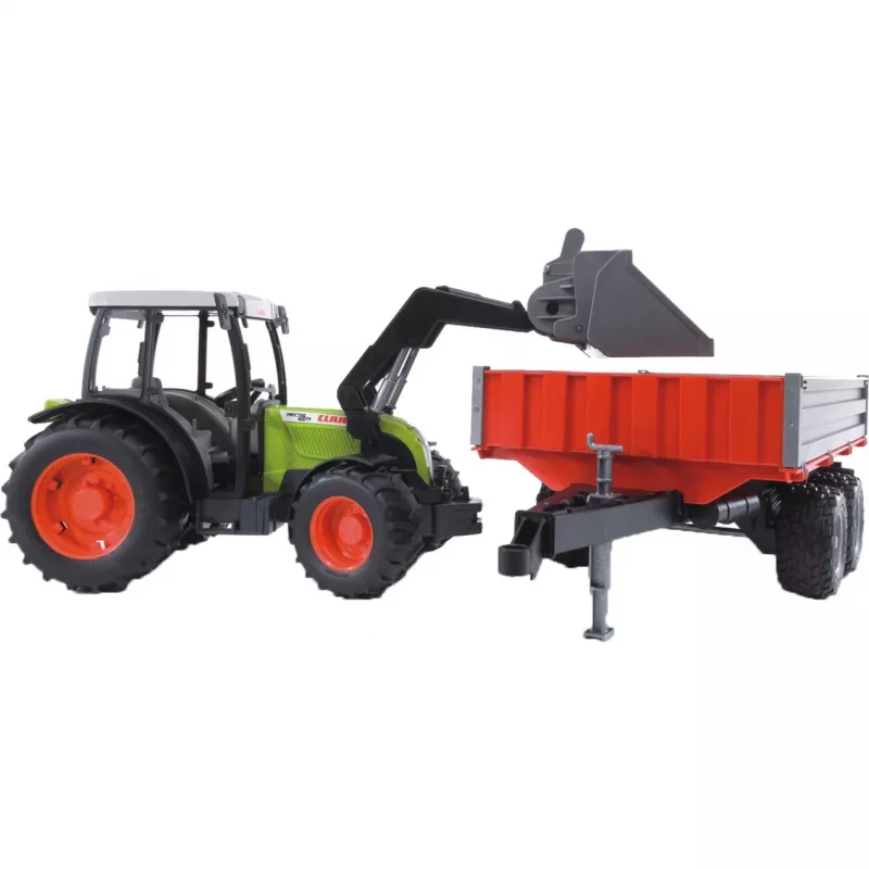 Žaislinis traktorius Bruder Claas Nectis 267 F su savivarčio priekaba