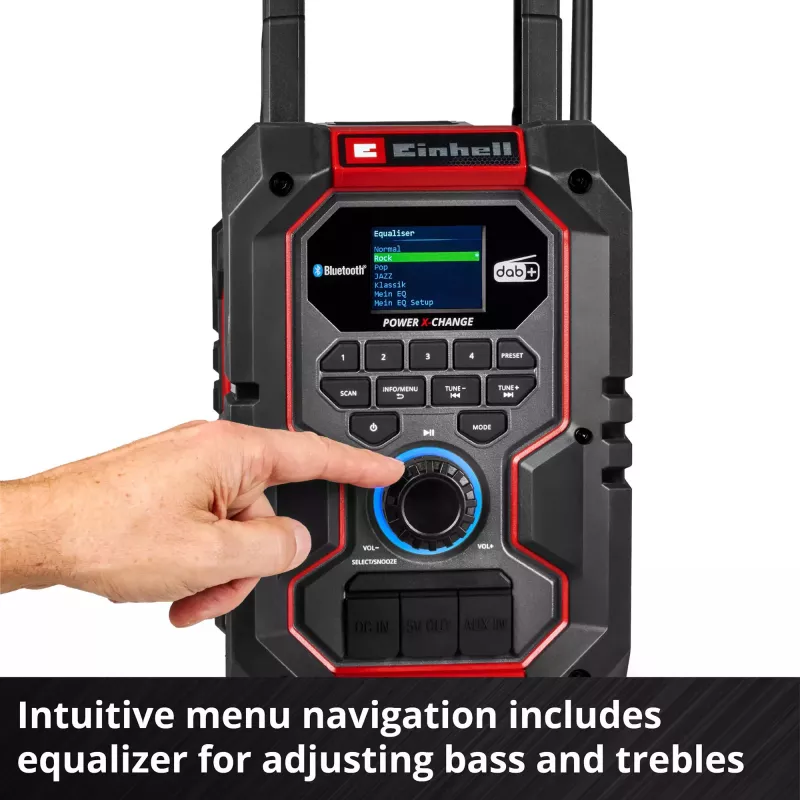 Nešiojamas radijas EINHELL TE-CR 18 Li DAB+ FM Bluetooth USB, maitinamas akumuliatoriumi (suderinamas su TE-CR 18 Li)