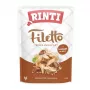 Šlapias šunų ėdalas RINTI Filetto vištienos filė su ėriena 100 g pakelis, pilnavertis suaugusių šunų ėdalas, 14% baltymų, 1% riebalų, 82% drėgmės