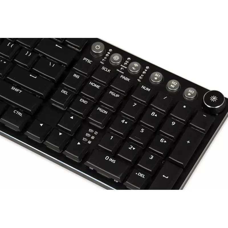 iBOX Aurora K-6 IKGMK6 mechaninė žema žaidimų klaviatūra, laidinė + RF belaidė + Bluetooth, KRGD Red jungikliai, LED pašvietimas, QWERTY anglų k., juoda
