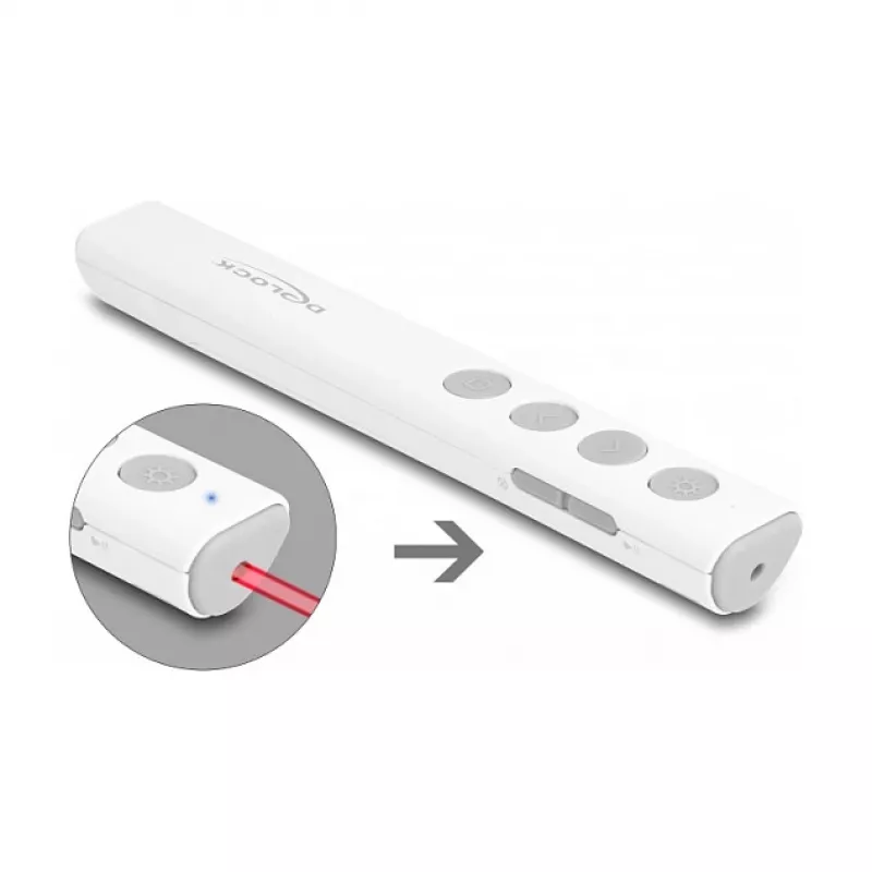 DeLOCK USB lazerinė pateikėja balta su belaidžiu USB RF nano imtuvu