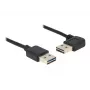 USB kabelis DeLOCK 1m USB 2.0 A lizdas/kištukas 90° juodas