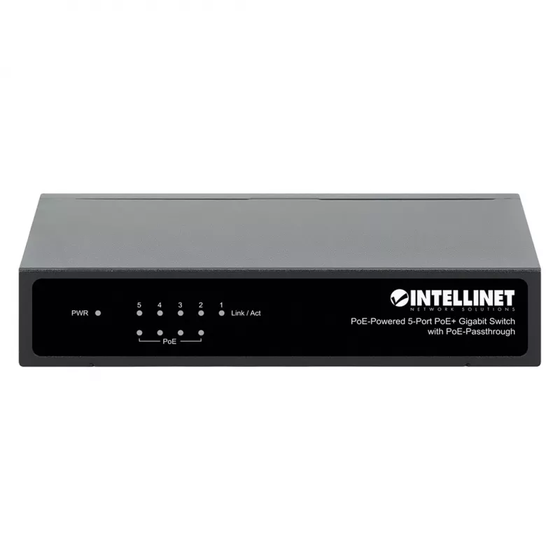 Intellinet Gigabit 5xPoE Praėjimo Jungiklis, maitinamas PoE arba AC, 68W
