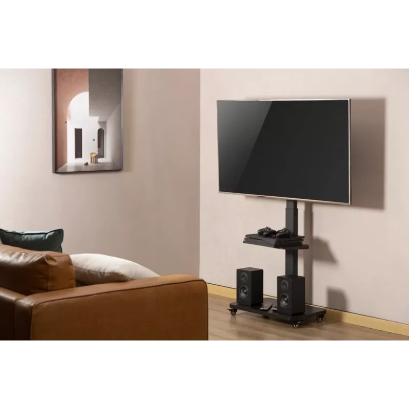 Gembird TVS-75S-02 TV grindinis stovas su ratukais, 37–75 col., juodas