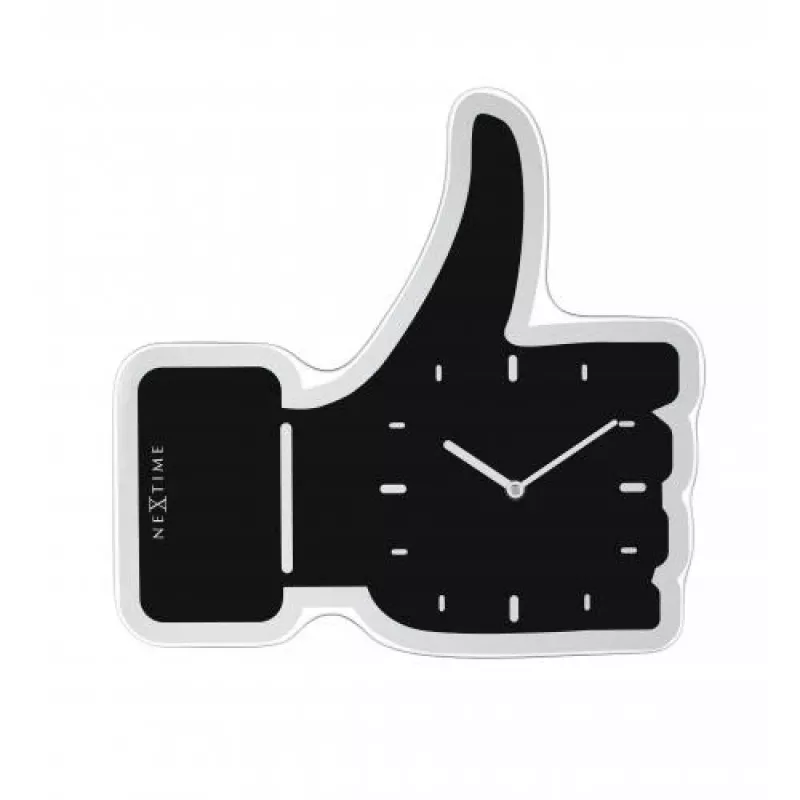 NeXtime 3072zw sieninis laikrodis Thumbs up, 40x41,5 cm, juodas/sidabrinis