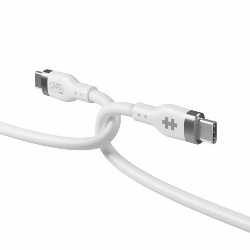 HYPER HyperJuice 240W Silikoninis USB-C į USB-C laidas (1 m) – Baltas