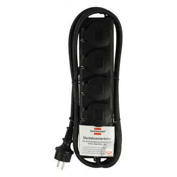 Brennenstuhl prailginimo lizdas IP44 4-jų vietų juodas 2,0m H07RN-F 3G1,5 - Prailginimo laidas - AC 230 V - išvesties jungtys: 4 - 2 m (1159960)